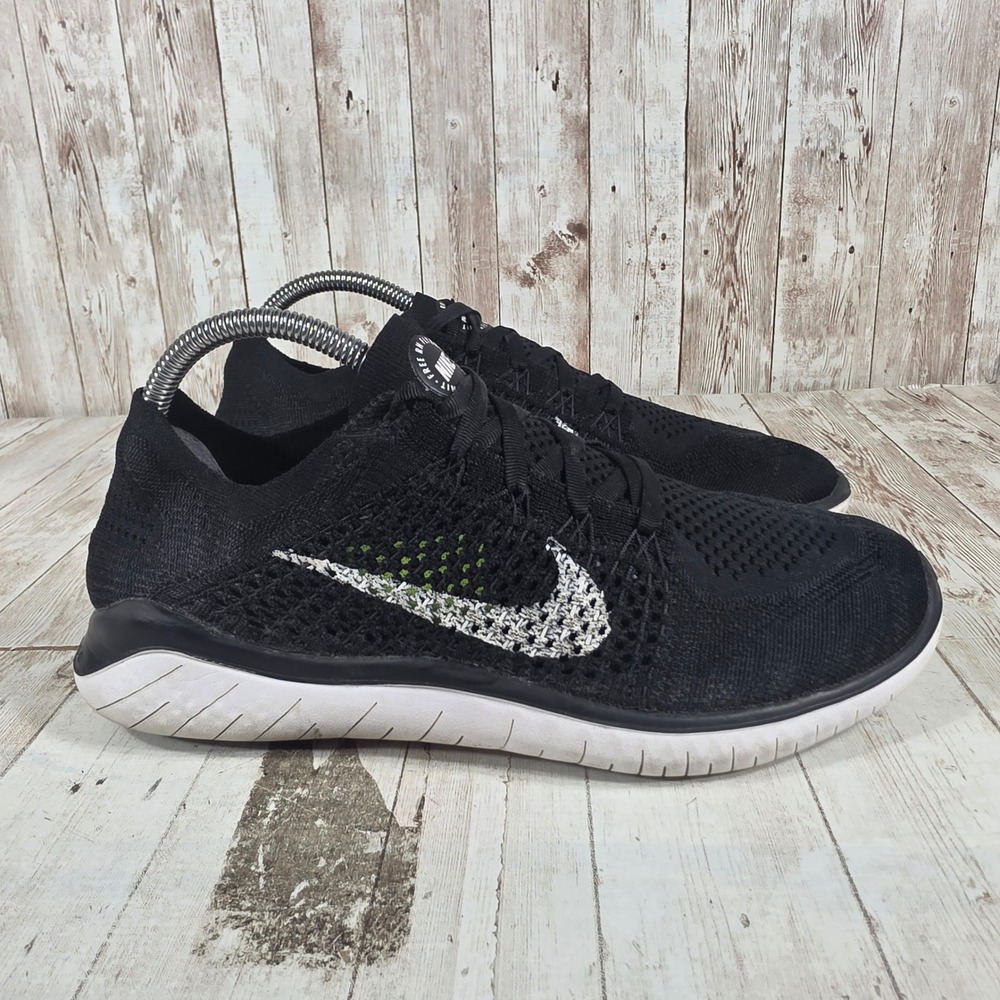 Nike Free RN Flyknit 2018 Womens Running Shoes Black White 942839-001 Size 9.5